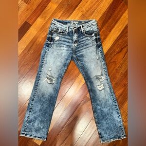 BKE Jake Light Blue Distressed Relaxed Jeans